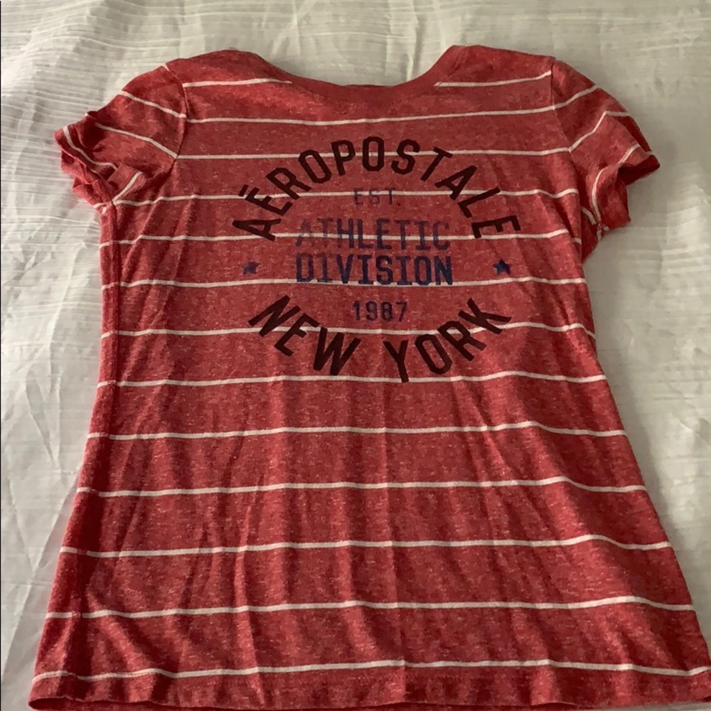 a striped red and white t-shirt